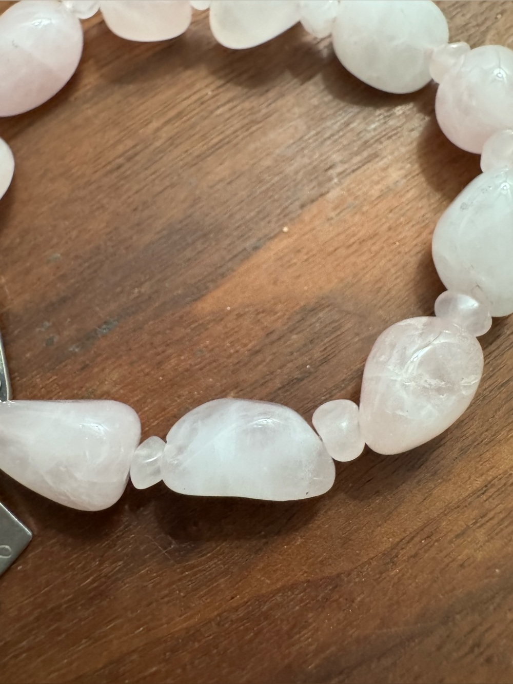 Marie Carmel Rose Quartz Silvertoned Beaded Bracelet - Picture 3 of 7